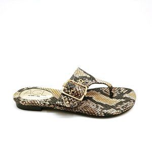 AGL Womans Thong Sandal, Black & Taupe Snake Skin, Cushioned Insole Sz 35.5 NEW